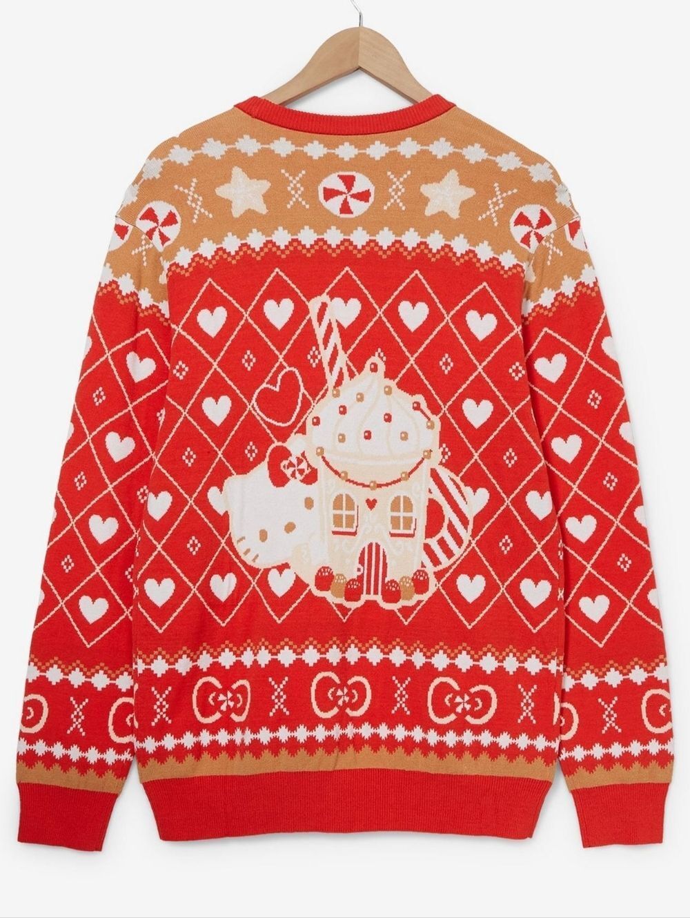 BoxLunch Womens Sanrio Hello Kitty Gingerbread Patterned Holiday Sweater Medium - Picture 3 of 12